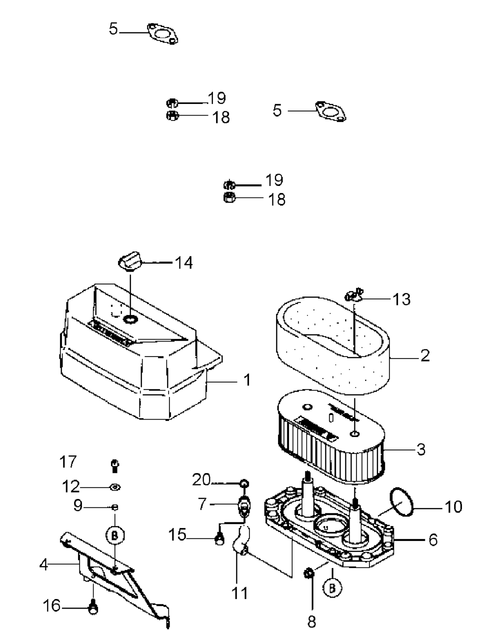 Fh381v-As22 Air Filter Diagram and Parts List for G1332 55AI5GMQ750-WAM Cub Cadet Lawn Mower